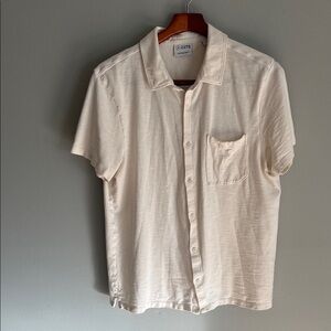 Cuts Clothing Men's Cream Short Sleeve Button Down Shirt Large